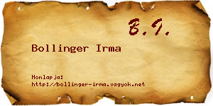 Bollinger Irma névjegykártya